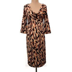 Diane von Furstenberg Francesca Long Sleeve 100% Silk Jersey Midi Dress‎ 8